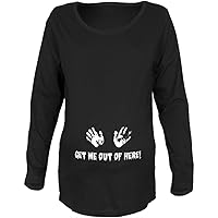 Old Glory Get Me Out of Here Black Maternity Soft Long Sleeve T-Shirt - Large