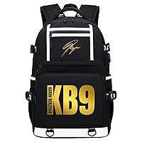 Karim Benzema Casual Daypack with USB Charger Port-Lightweight Canvas Bookbag Multifunction Knapsack for Teen