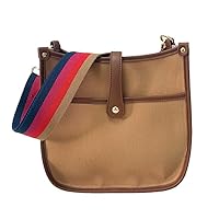 Canvas Courier Bag - Crossbody Bags For Women - Adjustable Strap - Shoulder Bag - Tan; Burgundy/Cream Aztec