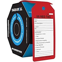 100 Tags by-The-Roll, 5S Red Tag, US Made OSHA Compliant Tags, Waterproof PF-Cardstock, Resists Tears, 6.25