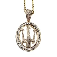 Custom Men Women 925 Italy Gold Finish Iced Charm Ice Out Pendant Stainless Steel Real 3 mm Rope Chain, Mans Jewelry, Iced Pendant, Rope Necklace 16