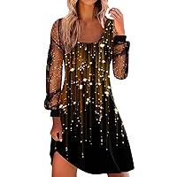 Indian Dresses for Women,Women Dress Casual Summer Sexy Printed Mesh Spring Long Sleeve Loose Dress Sleeveless