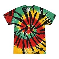 Colortone 100% Cotton Tie Dye T-Shirt for Kids 14-16, Large, Rasta Web