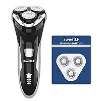 Electric Shaver for Men Wet and Dry Waterproof Electric Razor Cordless 3D Rechargeable Rotary Shaver Razor for Men with Pop-up Trimmer, Black