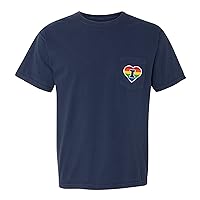NCAA Pocket Rainbow Heart, Team Color Garment-Dyed Heavyweight Pocket T-Shirt, College, University