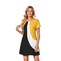 Women's Dresses Color Block Batwing Sleeve Tunic Dress Dress for Women