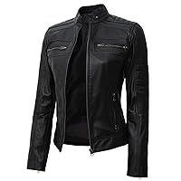 Blingsoul Brown Leather Jacket Women - Cafe Racer Black Womens Leather Jacket
