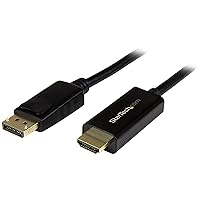 StarTech.com 3ft (1m) DisplayPort to HDMI Cable - 4K 30Hz - DisplayPort to HDMI Adapter Cable - DP 1.2 to HDMI Monitor Cable Converter - Latching DP Connector - Passive DP to HDMI Cord (DP2HDMM1MB)