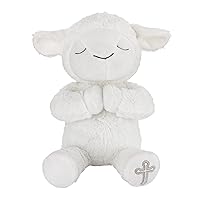 Little Love by NoJo Baptism White Plush Lamb with Praying Hands and Embroidered Cross
