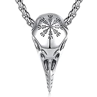 INFUSEU Viking Necklace for Men, 925 Sterling Silver Tree Of Life Yggdrasil Pendant Viking Celtic Wolf Jewelry Fenrir Wolf Valknut Jormungandr Odin Raven Allah Gift for Men