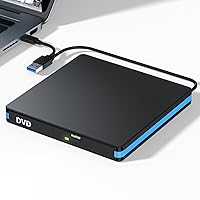External CD/DVD Drive for Laptop, Type-C & USB 3.0 & Portable, DVD Player for Laptop, Mute CD Burner, RW Drive Optical Readers, Compatible with Desktop PC Mac Linux Mac Windows