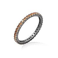 Amazon Collection Plated Sterling Silver Round-Cut All-Around Band Ring made with Infinite Elements Zirconia