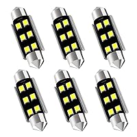 211-2 212-2 578 569 214-2 41MM 1.61”Festoon Canbus Error Free LED Interior Light Bulbs 6000K Xenon White, Super Bright 6SMD Chips for Dome Map Door Courtesy License Plate Lights (Pack of 6)