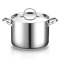 Cooks Standard 18/10 Stainless Steel Stockpot 8-Quart, Classic Deep Cooking Pot Canning Cookware with Stainless Steel Lid, Silver