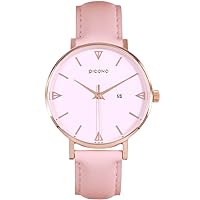 PICONO Amour Series - Multi Dial Water Resistant Analog Quartz Quickly Release Pink Leathers Strap Watch - No.BU-8601