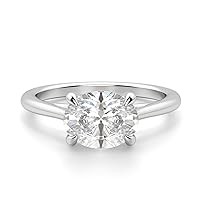 Siyaa Gems 1.80 CT Oval Moissanite Engagement Ring Wedding Eternity Band Vintage Solitaire Halo Setting Silver Jewelry Anniversary Promise Vintage Ring Gift