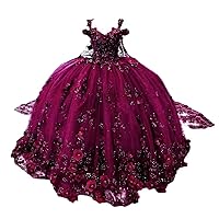 Women's Off Shoulder Floral Quinceanera Dresses with Cape Sweet 16 Prom Party Ball Gown