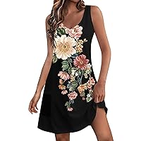 Womens Summer Dresses Sleeveless V Neck Sexy Dresses Elegant Vintage Midi Dress Casual Plus Size Sun Dresses 2024
