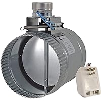 ZoneMaster Fully Adjustable Motorized Airflow Control Zone Damper Air Duct Fan (10 inch), Usually Closed, 24 Volt Thermostat Compatibility, 24VAC/20VA Plug-in Transformer Included, Silver