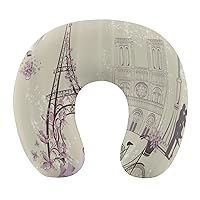 Romantic Paris Neck Pillow Soft Washable Pillow U-Shaped Pillow for Home Office Travel