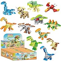 Ulanlan 12 PCS Dinosaurs Building Sets, Mini Animals Building Blocks Bulk Small Toys, 12 in 1 Birthday Party Favors for Kids, Classroom, Easter Toys, Easter Basket Stuffers