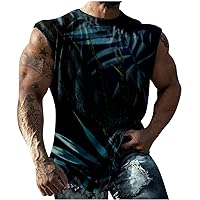 Men's Graphic Tank Top Summer Coconut Tree Graphic Tee Shirt Stylish Sleeveless Beach Tanks Muscle Fit Athletic Tanks
