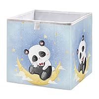 Cute Panda Moon Cube Storage Bin Collapsible Storage Bins Waterproof Toy Basket for Cube Organizer Bins for Toys Closet Kids Nursery Boys Girls Clothes Book - 11.02x11.02x11.02 in