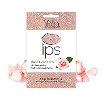 ToGoSpa Rose Gold LIPS, The Perfect Pucker | Moisturize, Hydrate, and Soothe Lips | Anti-Aging Clean Collagen Gel Masks with Hyaluronic Acid, Vitamins C & E, Rose Extract and Gold Powder - 3 Pack