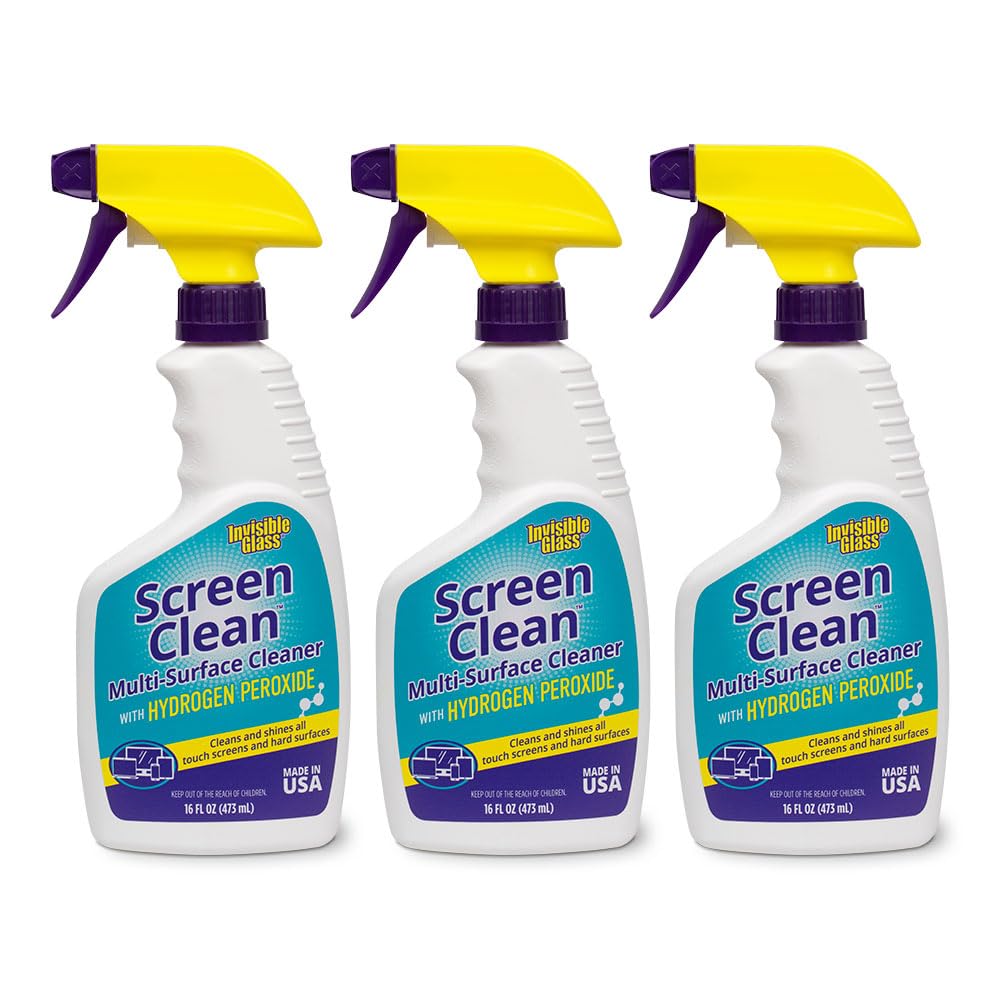 Invisible Glass 92013-3PK 16-Ounce Screen Clean Multi-Surface Cleaner Perfect for Touch Screens, Hygienically Cleans Laptops, Smart Phones, Tablets, and More, Pack of 3