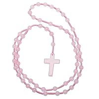 TUMBEELLUWA Cross Pendant Beaded Necklace for Men Women, Catholic Rosary Hand Knotted Necklace