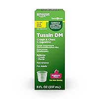 Amazon Basic Care Tussin Cough Plus Chest Congestion DM, Raspberry Flavor, 8.0 Fluid Ounce