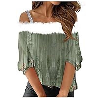 Trendy Off The Shoulder Sexy Christmas Tops for Women Dressy Casual Plus Size Fall Winter Long Sleeve Cute Shirts