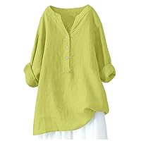 Women Oversized Long Sleeve T Shirts V Neck Solid Color Tunic Tops Loose Fit Trendy Clothes Blouse