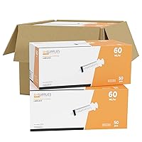 Bulk Case: BH Supplies 60mL Sterile Luer Lock Syringe - Individually Wrapped (400 Syringes, 8 Boxes of 50 Units)