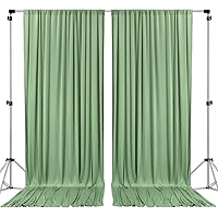 AK TRADING CO. 10 feet x 8 feet IFR Polyester Backdrop Drapes Curtains Panels with Rod Pockets - Wedding Ceremony Party Home Window Decorations - SAGE Green