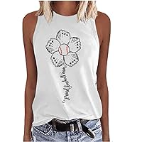 Proud Baseball Mom Letter Tank Tops for Womens Summer Crewneck Sleeveless Flower Blouses Casual Loose Fit Cut Funny Shirts