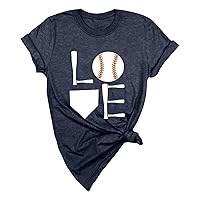 Womens Baseball Mom Shirt Plus Size Letter Graphic Short Sleeve O-Neck Game Day Softball Shirts Super Bowl T Shirts