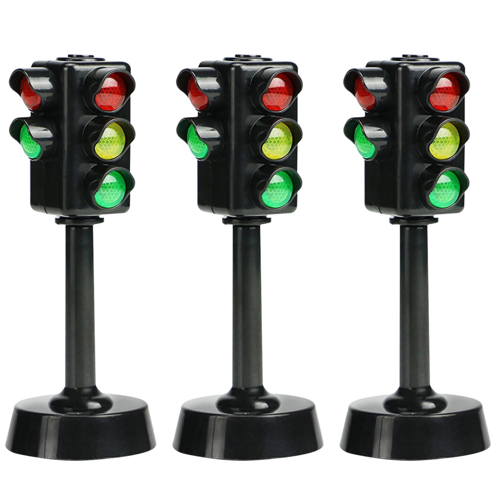OnIUeZky 3PCS Traffic Lights for Kids, 4.7 inch Mini Toy Road Signs, Traffic Light Toys for Kids LED Toy Traffic Lights with Horn Sound, Early Education Stop Signs Traffic