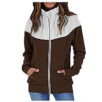 RMXEi Ladies Casual Solid Fleece Turtleneck Drawstring Sweater Jacket