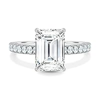 Riya Gems 3.50 CT Emerald Colorless Moissanite Engagement Ring for Women/Her, Wedding Bridal Ring Sets, Eternity Sterling Silver Solid Gold Diamond Solitaire 4-Prong Set for Her Ring