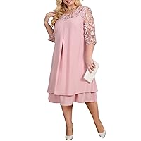 Plus Size Dresses for Women Embroidery Floral Formal Dress Loose Wedding Party Prom Women Clothing Round Neck