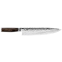 Shun Cutlery Premier Chef's Knife 10”, Long, Light Kitchen Knife, Ideal for All-Around Food Preparation, Authentic, Handcrafted Japanese Knife, Professional Chef Knife,Brown