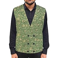Mens Green shawl lapel embroidered Suit Vest DBSC1003