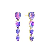 Vintage Fire Opal Pear Faceted Drops Earrings, Rare Fire Opal Drops Earrings, Earrings For Women, October Birthstone Opal Jewelry