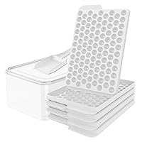 WIBIMEN Mini Ice Cube Trays, Upgraded Small Easy Release Ice Cube Trays, 104x4 PCS Tiny Ice Trays for Chilling Drinks, Coffee, Juice (4Pack White Trays, Ice Bin & Scoop)