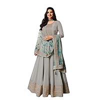 Indian Bollywood Silk Long Rakhi & diwali festival Plain Anarkali Dupatta Set gown kurti Dress R22