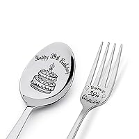 Happy 39th Birthday Spoon&Fork Gifts Engraved Spoon&Fork Personalized Birthday Gifts for Son Daughter Sister Brother Boyfriend Girlfriend Husband Wife Friends