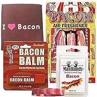 Survival Kit Gift Pack (5pc Set) - Bacon Soap, Air Freshener, Lip Balm, I Heart Bacon Can Cooler & Bacon Addict Silicone Wristband