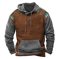Hoodies for Men Ethnic Aztec Patterns Retro Tactical Hoodies Long Sleeve Drawstring Hooded Shirt Casual Sweater Top