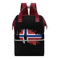 Retro Norwegian Flag Multifunction Diaper Bag Backpack Large Capacity Travel Back Pack Waterproof Mommy Bags